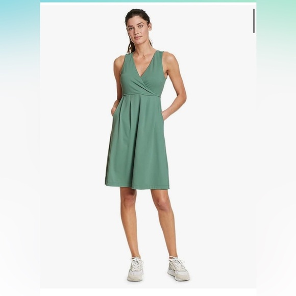 NWT Eddie Bauer Aster 7 Days crossover dark  seafoam green Dress Large L pockets - Picture 12 of 12